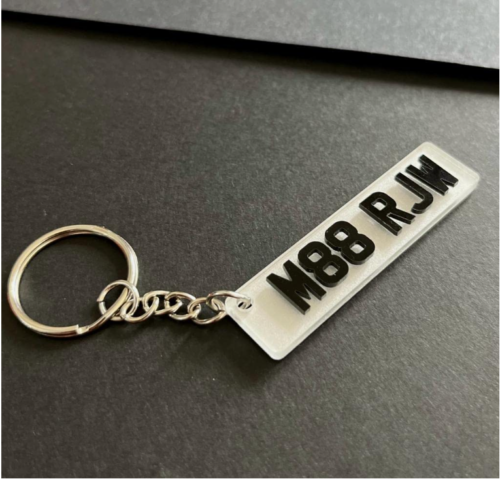 White Number Plate Key Chain